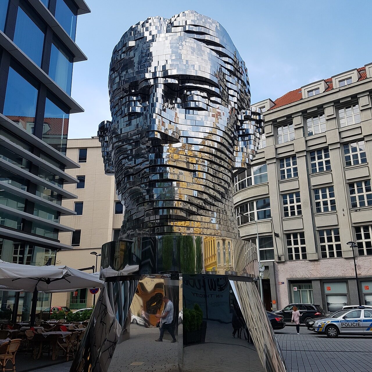 Franz Kafka Head statue in Prague, rotates constantly, so that the face is not always visible.