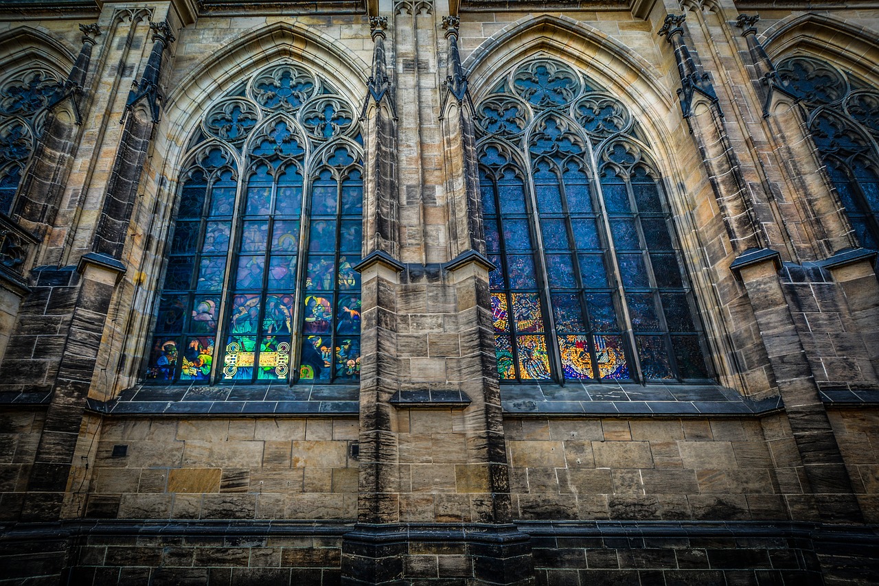 Gorgeous stainglass windows in a Prague church