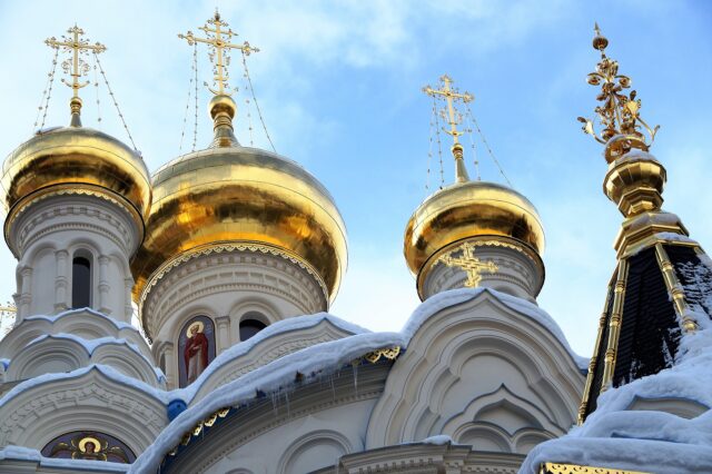 The spires of the Russian Orthodox Church in Karlovy Vary