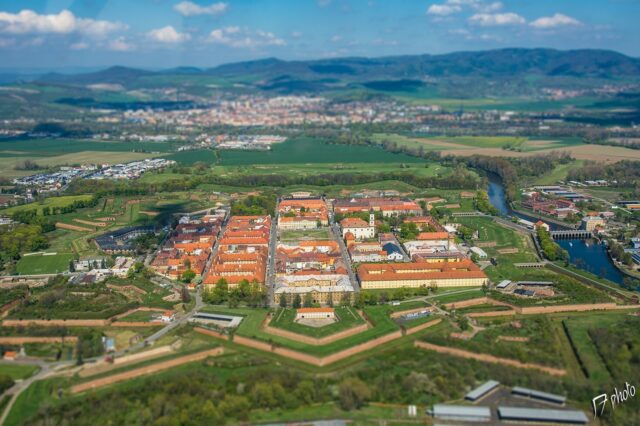 Aerial view of Terezin Fortress, formerly Terezin Concentration Camp