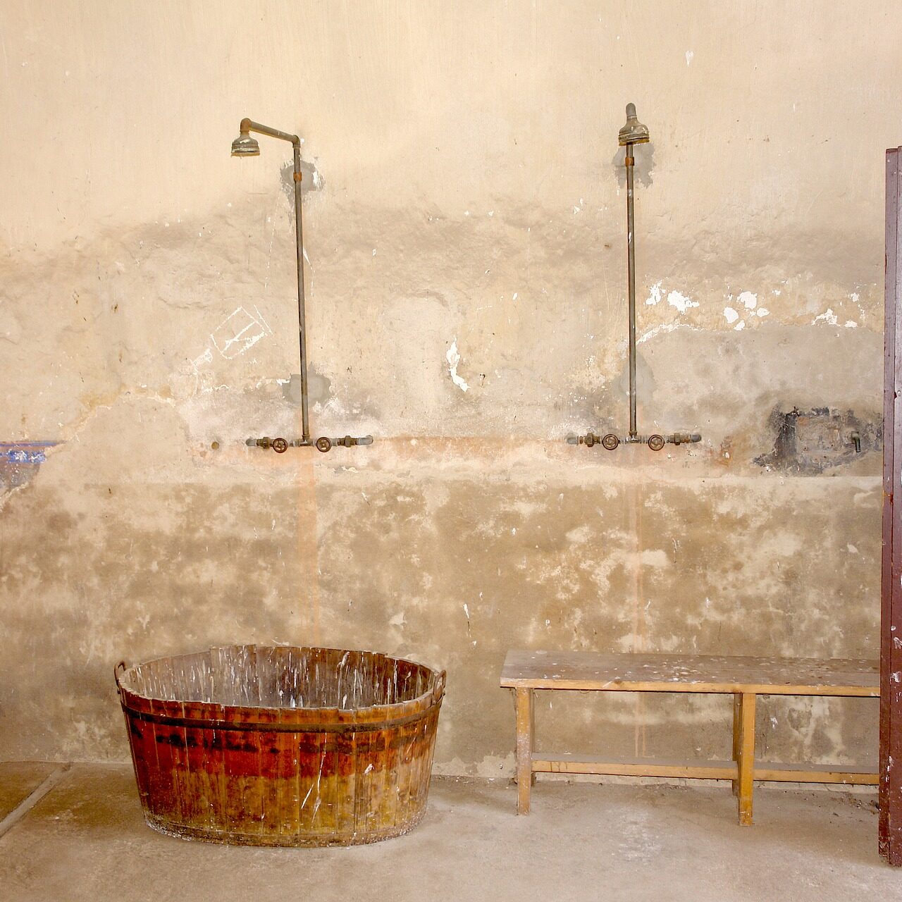 Showers once used in the Terezín concentration camp, north of Prague, northern Czech Republic.