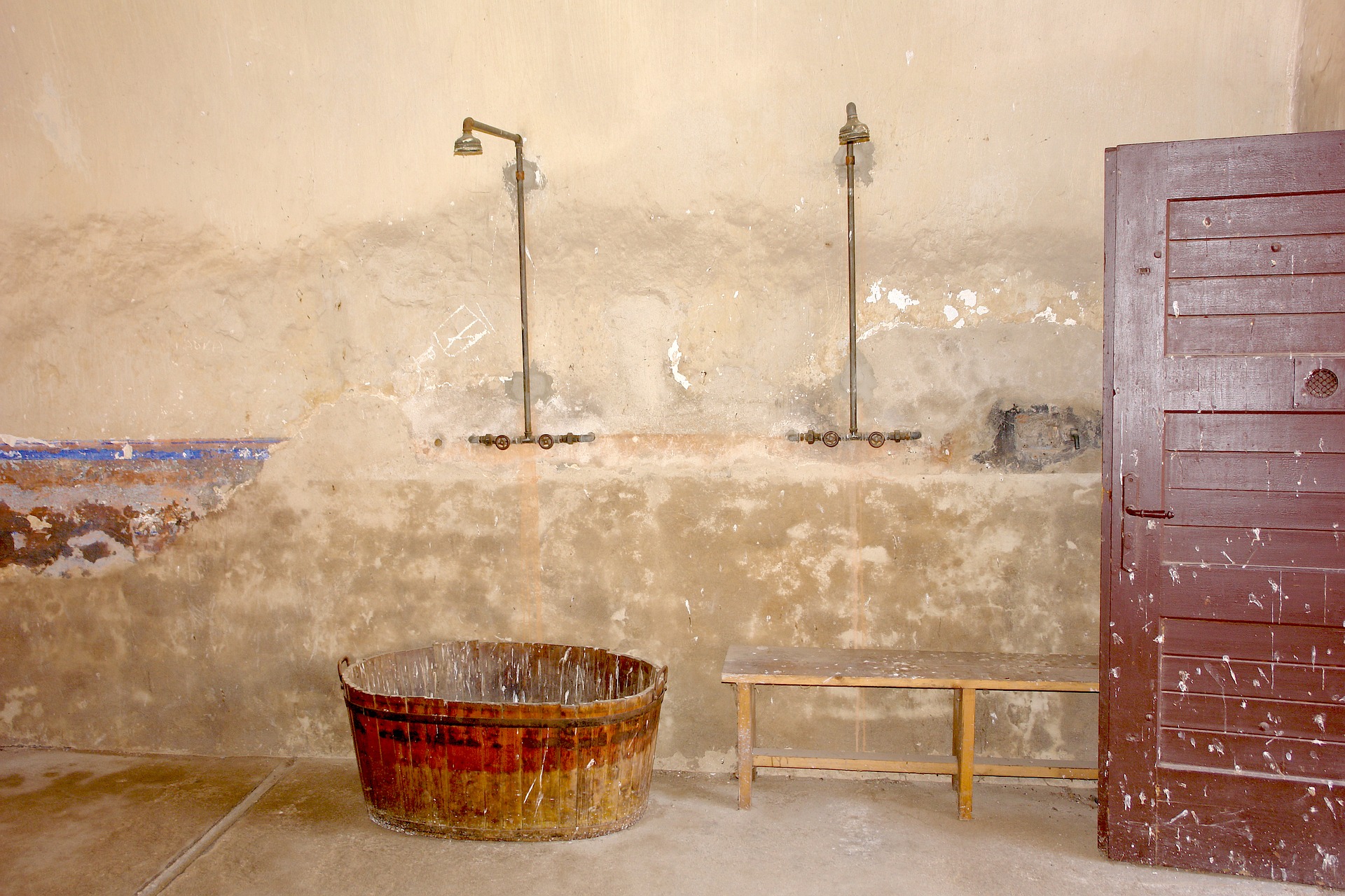 Showers once used in the Terezín concentration camp, north of Prague, northern Czech Republic.