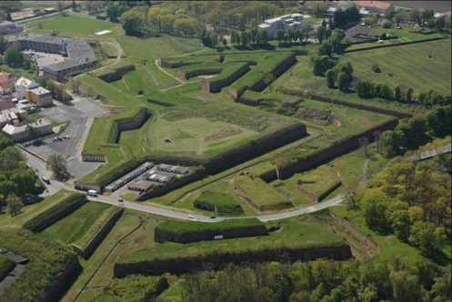 Terezín Fortress is a beautiful site from the air. Its walls form a 12 pointed star.