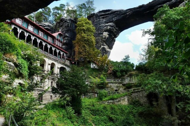 The famous stone arch in Bohemian Switzerland, Cesky Raj.